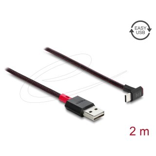 EASY-USB 2.0 Kabel Typ-A Stecker zu USB Type-C™ Stecker gewinkelt oben / unten 2 m schwarz