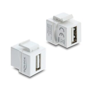 Delock Mini Keystone Modul Kupplung USB 2.0 Typ-A Buchse zu USB 2.0 Typ-A Buchse weiß