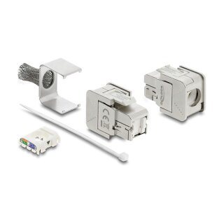 Delock Keystone Modul RJ45 Buchse zu LSA Cat.6A geschirmt mit Abschirmgeflecht werkzeugfrei