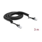 Delock RJ50 Spiralkabel Stecker zu Stecker 3 m schwarz