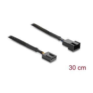 Delock Lüfter Verlängerungskabel PWM Stecker zu Buchse 4 Pin mit Geflechtummantelung 30 cm schwarz