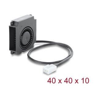 Delock Radiallüfter / Lüftergebläse 12 V DC 40 x 40 x 10 mm mit 3-Pin Lüfteranschluss, schwarz