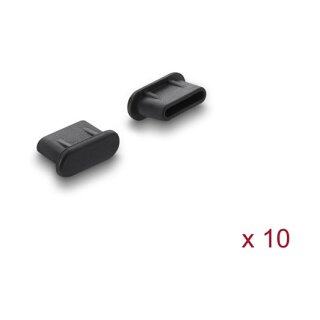 Delock Staubschutz für USB Type-C™ Buchse 10 Stück Silikon schwarz