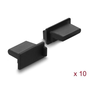 Delock Staubschutz für USB Typ-A Buchse 10 Stück Silikon schwarz