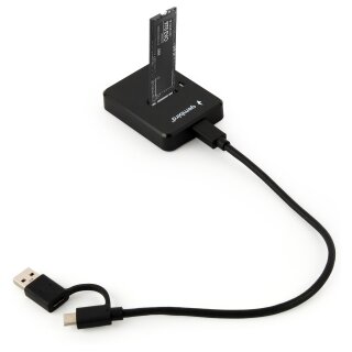 gembird Desktop-USB-Typ-C-M.2-SATA- Dockingstation, schw.