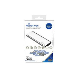 120GB MediaRange, Externe SSD (silber, USB-C 3.2 Gen 2 (10 Gbit/s))