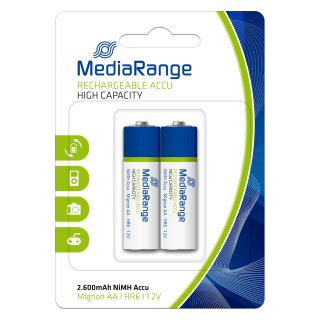 MediaRange Batterie Rechargeable Accu Micro AA HR06 1,2V 2s