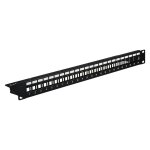Verteilerfeld 19" 1HE, 24-Port, Metall, schwarz RAL9005