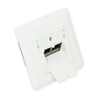 Connections Netzwerkdose Cat. 6A, 2xRJ45, geschirmt, UP, DESIGNFÄHIG, vertikale Kabelzuführung, signalweiß RAL9003