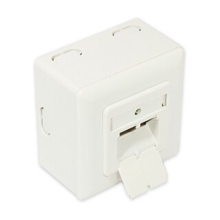Connections Netzwerkdose Cat. 6, 2xRJ45, geschirmt, universal inkl. Aufputzgehäuse, DESIGNFÄHIG, vertikale Kabelzuführung, perlweiß RAL1013