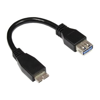 Connections Adapterkabel USB 3.0 OTG (On-the-go), Stecker Micro B an Buchse A, schwarz, 0,1m