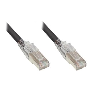 Connections Patchkabel mit Rastnasenschutz und Verriegelung, Cat. 6A, S/FTP, PiMF, halogenfrei (LSZH), 500MHz, schwarz, 0,5m