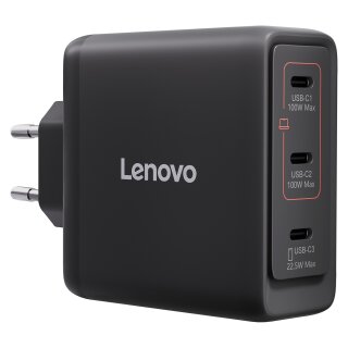 N Lenovo Multi-Port USB-C 100W GaN-Ladegerät/ Netzteil Schwarz inkl. USB-C Kabel (1,8m)