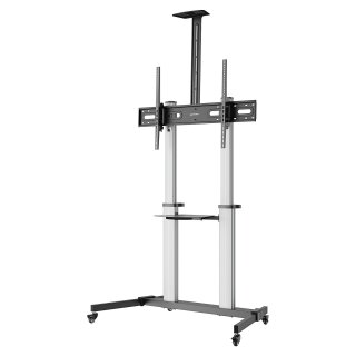 Manhattan 462563 TV-Wagen 60-100" 80kg VESA 1000x600 neigbar Kamera-/AV-Ablage Rollen Silver Black