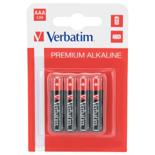 1x4 Verbatim Alkaline Batterie Micro AAA LR 03 49920