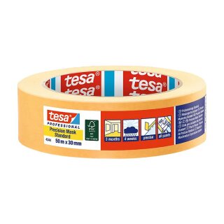 tesa PRECISION STANDARD 04344-00002-00 Kreppband Przisionskrepp Gelb (L x B) 50 m x 30 mm 1 St (04344-00002-00)