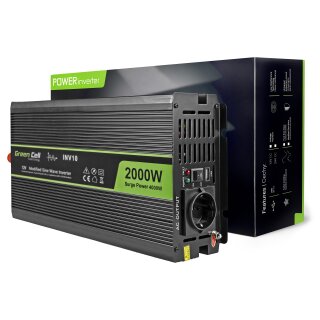 Green Cell Spannungswandler Power Inverter 12V > 230V 2000/4000W Black