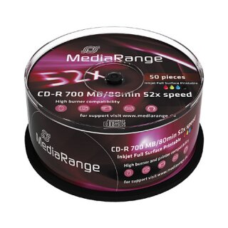 MediaRange CD-R 700MB/80min Printable 52x Cake 50