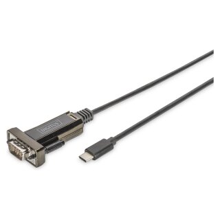 Adapter DIGITUS USB-C > DSUB 9M 1m Kabel Länge FTDI Chipsatz
