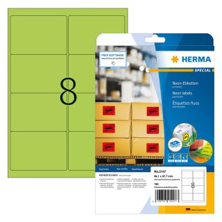 HERMA Etiketten A4 neon-grün 99,1x67,7 mm Papier 160 St.