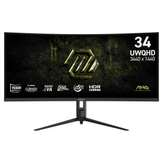 86,4 cm (34") 3440 x 1440 Pixel MSI 9S6-3DB64H-089 21:9 UltraWide Quad HD VA 0,5 ms 200 Hz DisplayPort HDMI Pivot Height VESA