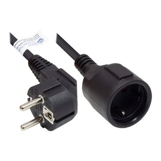 Connections Verlängerung Schutzkontakt-Stecker Typ E+F (CEE 7/7, gewinkelt) an Buchse Typ F (CEE 7/3, gerade), schwarz, 1,50 mm², 10 m