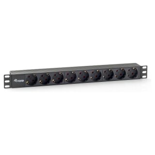 Equip 19" Steckdosenleiste 9xSchuko->St.90° sw. Pla.