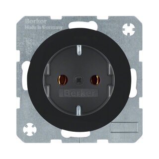 Berker 47432045 Steckdose SCHUKO R.1/R.3 schwarz, glänzend