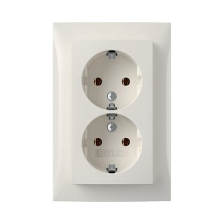 Berker 47748989 Doppelsteckdose SCHUKO mit Abdeckplatte, Berker S.1, polarweiß glän