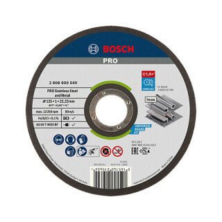 Powertools PRO Stainless Steel and Metal Trennscheibe, 125mm (Bohrung 22,23mm, AS 60 T INOX BF, gerade)