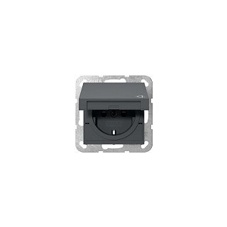 Gira 441428 SCHUKO-Steckdose uP mit Klappd.+SafetyPlus Syst.55 anthrazit
