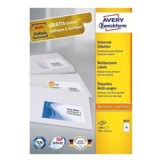 AVERY Zweckform Etiketten 3653 weiß 105,0 x 42,3 mm