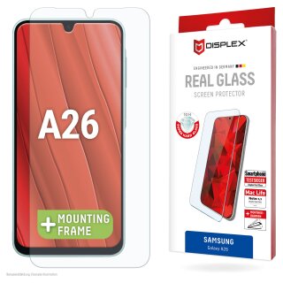 DISPLEX Real Glasschutzfolie für Samsung Galaxy A26 extrem hart & kratzer-resistent, Kantenschutz, Real Glass