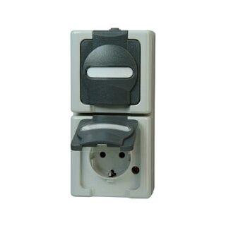 KOPP 131456008 BLUE ELECTRIC Schuko Steckdose m.Klappd. 2f fertig verdrahtet gra