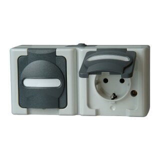 KOPP 131256002 BLUE ELECTRIC Schuko Steckdose m.Klappd. 2f fertig verdrahtet gra
