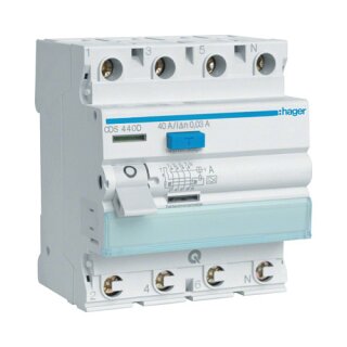 Hager Fi-Schalter 4polig 6kA 40A CDS440D ** 30mA Typ A QuickConnect