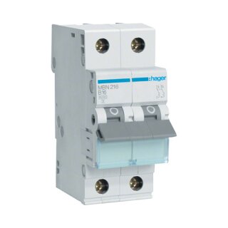 Hager Leitungsschutzschalter MBN216 2polig 6kA B-16A 2M