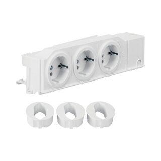 Hager Schuko-Steckdose universal VZ00AS 3fach drehbar geschraubt Hutschienenm.