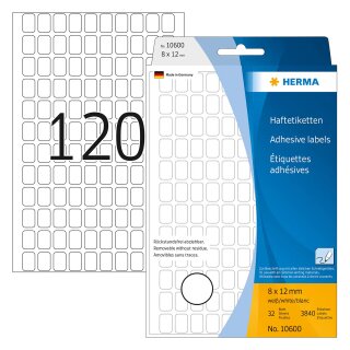 HERMA Vielzwecketiketten weiß 8x12 mm ablösbar 2880 St.