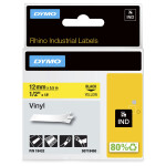 Dymo Rhino Band IND, Vinyl 12 mm x 5,5 m schwarz auf gelb