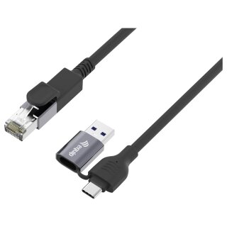 Equip Adapter GigaBit USB-C+A->RJ45 St/St 1.00m schwarz