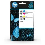 HP 933 4-Pack CMY(3)/932 Black Original Ink Cartridge...