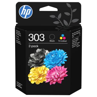 HP 303 2-pack Black/Tri-color Original Ink Cartridges Schwarz, Cyan, Magenta, Gelb 4ml 200Seiten 165Seiten