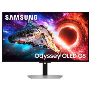 81,3 cm (32") 3840 x 2160 Pixel SAMSUNG LS32HG800SUXEN 16:9 4K Ultra HD OLED 0,03 ms 240 Hz HDR DisplayPort HDMI USB-Hub Pivot Height VESA