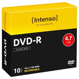 1x10 Intenso DVD-R 4,7GB 16x Speed, Slimcase