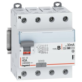 Legrand 411966 DX3 Fi-Schalter 40A 4-polig 30mA Typ B 400VAC N-links 4TE