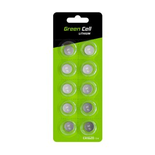 Green Cell Blister 10x lithium battery CR1620 3V 70mAh Button