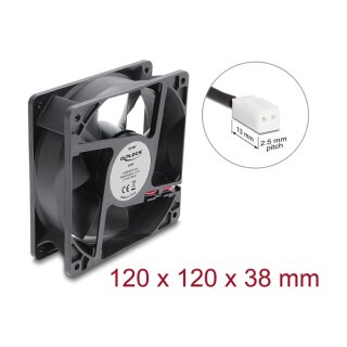 Axiallüfter 48 V DC, 120 x 120 x 38 mm mit 2 Pin Lüfteranschluss schwarz