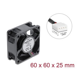Axiallüfter 48 V DC, 60 x 60 x 25 mm mit 4 Pin PWM Lüfteranschluss schwarz