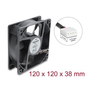 Axiallüfter 48 V DC, 120 x 120 x 38 mm mit 4 Pin PWM Lüfteranschluss schwarz